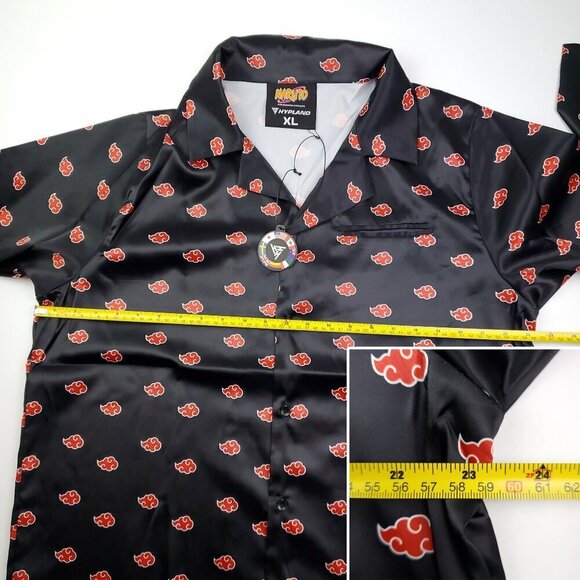 Naruto Hypland Akatsuki Shirt Silky Feel Anime Button Up Top Men's XL NWT - Picture 6 of 10